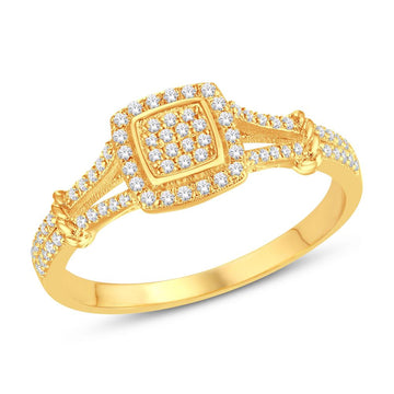 10KT Yellow Gold 0.18 Carat Square Ladies Ring-0225770-YG