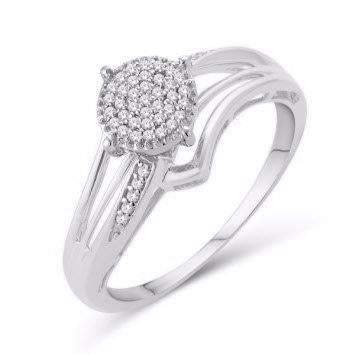 10KT White Gold 0.07 Carat Round Ladies Ring-0225966-WG