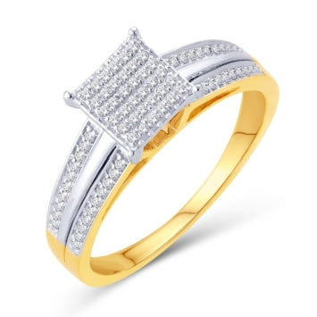 10KT Yellow Gold 0.20 Carat Square Ladies Ring-0225979-YG