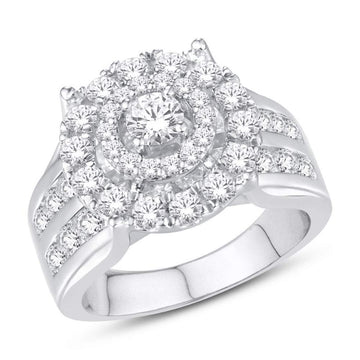 10KT White Gold 2.76 Carat Round Double Halo Cluster Ladies Ring-0226054-WG