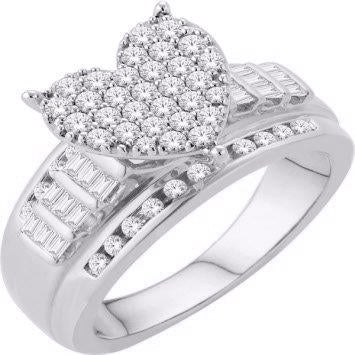10KT White Gold 1.00 Carat Heart Ladies Ring-0226118-WG