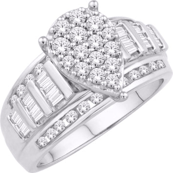 10KT White Gold 1.00 Carat(L) Pear Cinderella Ladies Ring-0226138-WG