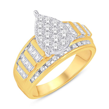 10KT Yellow Gold 1.00 Carat(L) Pear Cinderella Ladies Ring-0226142-WG