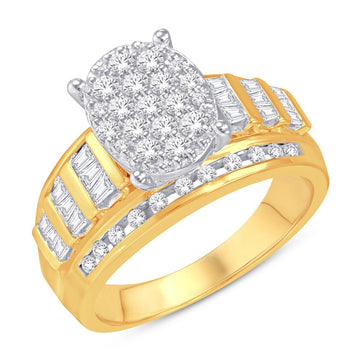 10KT Yellow Gold 1.00 Carat (L) Round and Baguette Diamond Oval Cinderella Ring-0226172-YG