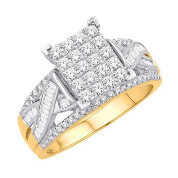 10KT Yellow Gold 0.71 Carat Square Ladies Ring-0226197-YG