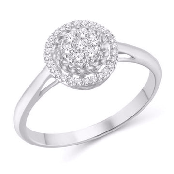 10KT White Gold 0.15 Carat Round Ladies Ring-0226200-WG