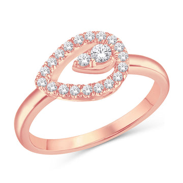 10KT All Rose Gold 0.25 Carat Double Pear Designer Ladies Ring-0226212-ALR