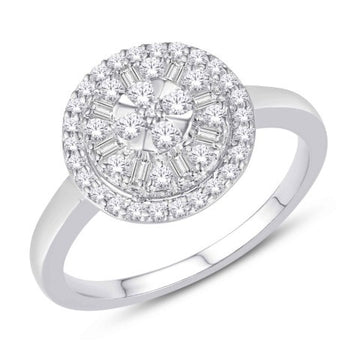 14K White Gold 0.49 Carat Round Designer Ladies Ring-0226242-WG