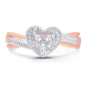 10KT Rose Gold 0.10 Carat Heart Ladies Ring-0226303-RG