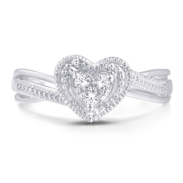 10KT White Gold 0.10 Carat Heart Ladies Ring-0226303-WG