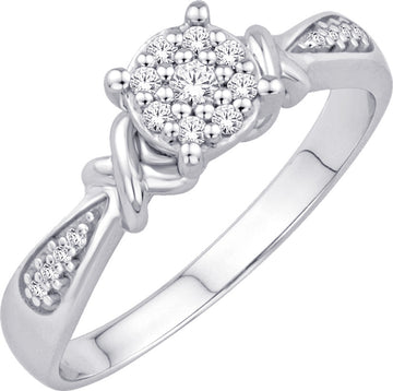 10KT White Gold 0.10 Carat Round Ladies Ring-0226308-WG