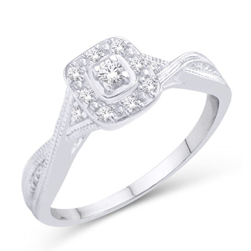 10KT White Gold 0.15 Carat Square Ladies Ring-0226310-WG