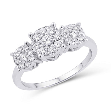 10KT White Gold 0.50 Carat Cushion Ladies Ring-0226336-WG