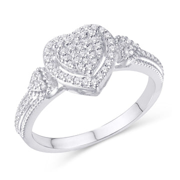 10KT White Gold 0.22 Carat Heart Ladies Ring-0226428-WG