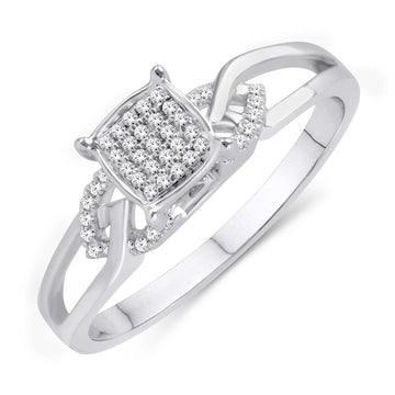 10KT White Gold 0.10 Carat Cushion Ladies Ring-0226669-WG