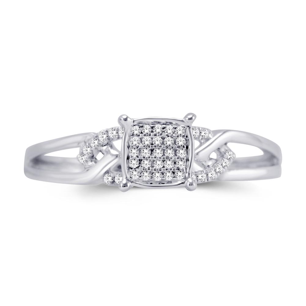 10KT White Gold 0.10 Carat Cushion Ladies Ring-0226669-WG