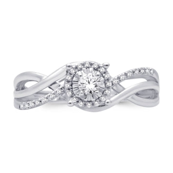 10KT White Gold 0.15 Carat Intertwined Ladies Ring-0226685-WG