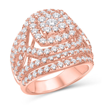 10KT Two-Tone (Rose and White) Gold 3.00 Carat Cushion Ladies Ring-0226935-RW