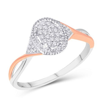 10KT Two-tone (White and Rose) Gold 0.10 Carat Oval Ladies Ring-0226940-WR