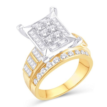 10KT Two-Tone (Yellow and white) Gold 1.90 Carat Rectangle Ladies Ring-0226972-YW