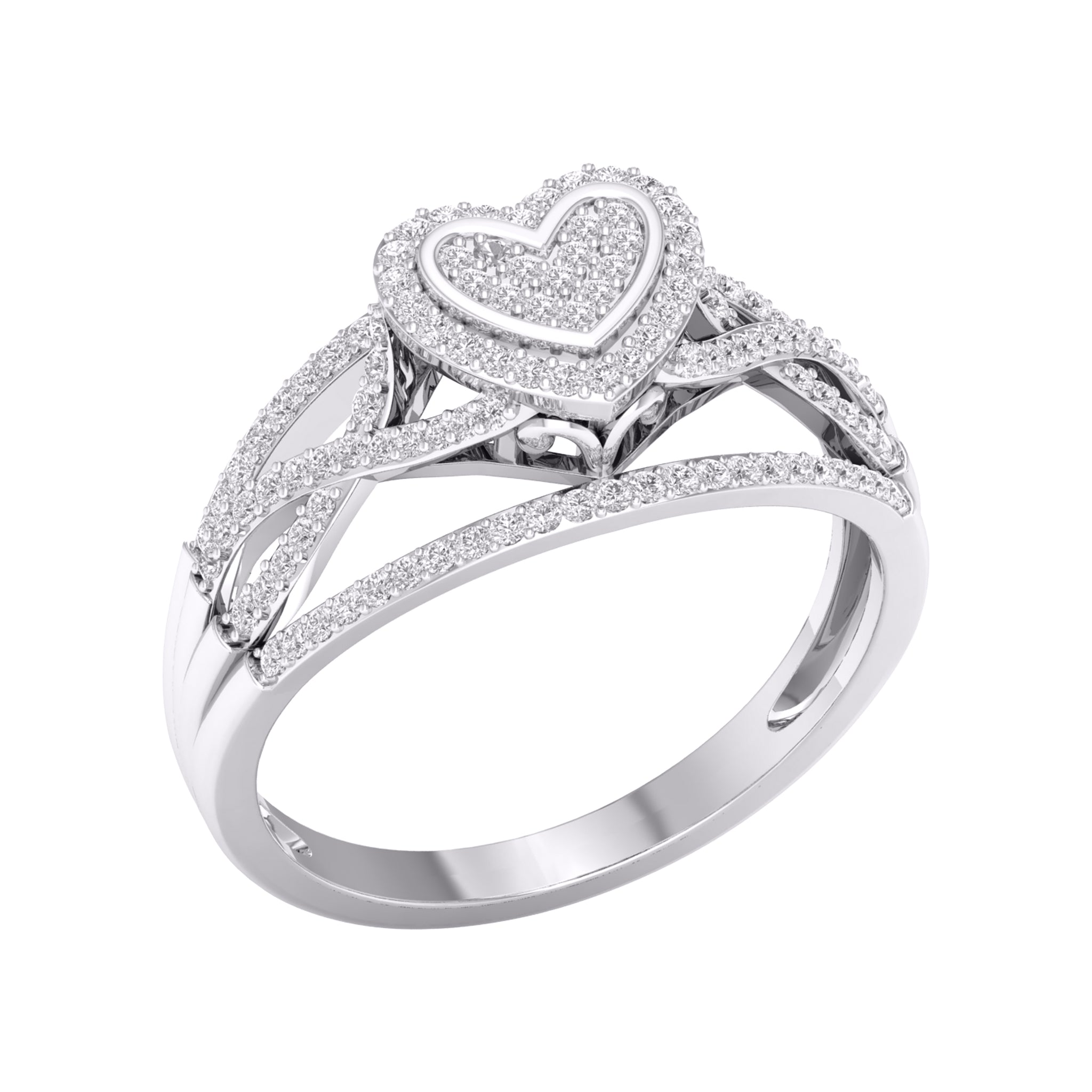 10KT White Gold 0.33 Carat Heart Ladies Ring-0227293-WG