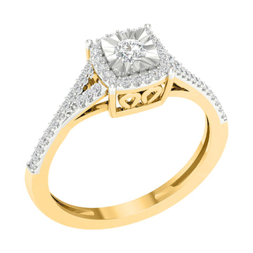 10KT Yellow Gold 0.25 Carat Square Ladies Ring-0227315-YG