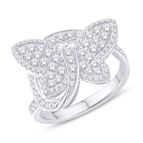 10KT White Gold 0.85 Carat Butterfly Ladies Ring-0228043-WG
