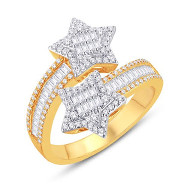 10KT Two-Tone (Yellow and White) Gold 0.89 Carat Star Ladies Ring-0228107-YW