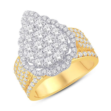 10KT Two-Tone (Yellow and White) Gold 2.01 Carat Pear Ladies Ring-0228131-YW