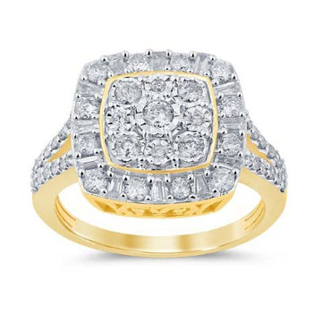 10KT Yellow Gold 1.00 Carat Cushion Ladies Ring-0229652-YG