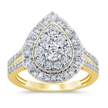 10KT Yellow Gold 1.00 Carat Pear Ladies Ring-0229655-YG