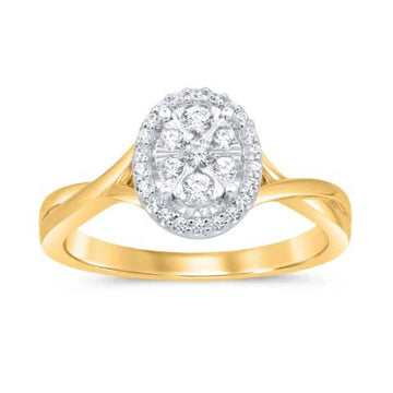 10KT Two-tone (White and Yellow) Gold 0.25 Carat Oval Ladies Ring-0229662-WY