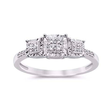 10KT White Gold 0.15 Carat Cushion Ladies Ring-0229664-WG