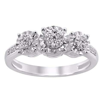 10KT White Gold 0.15 Carat Round Ladies Ring-0229665-WG