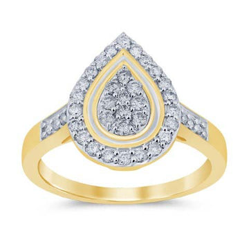 10KT Yellow Gold 0.50 Carat Pear Ladies Ring-0229685-YG