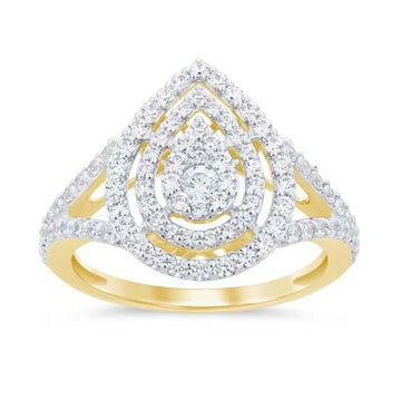 10KT Yellow Gold 1.00 Carat Pear Ladies Ring-0229690-YG