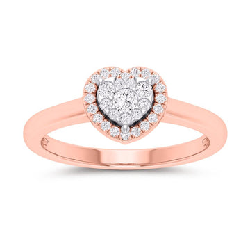 10KT Two-tone (Rose and White) Gold 0.25 Carat Heart Ladies Ring-0229973-RW