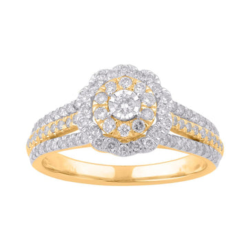 10KT Yellow Gold 0.60 Carat Flower Ladies Ring-0229980-YG