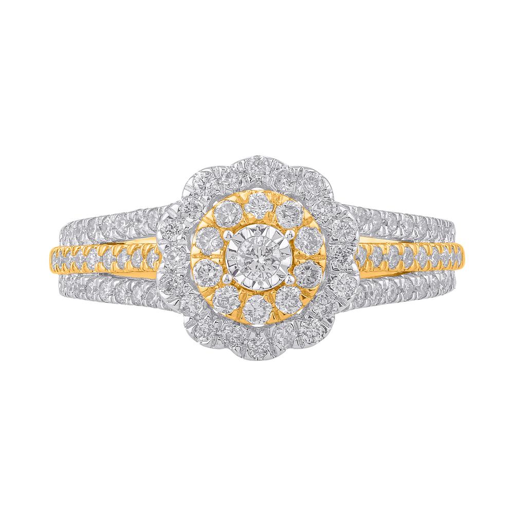 10KT Yellow Gold 0.60 Carat Flower Ladies Ring-0229980-YG