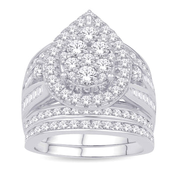 10KT White Gold 3.00 Carat Pear Ladies Ring-0232188-WG