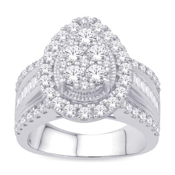 10KT White Gold 2.00 Carat Pear Ladies Ring-0232189-WG