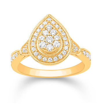 10KT All Yellow Gold 0.51 Carat Pear Ladies Ring-0232210-ALY