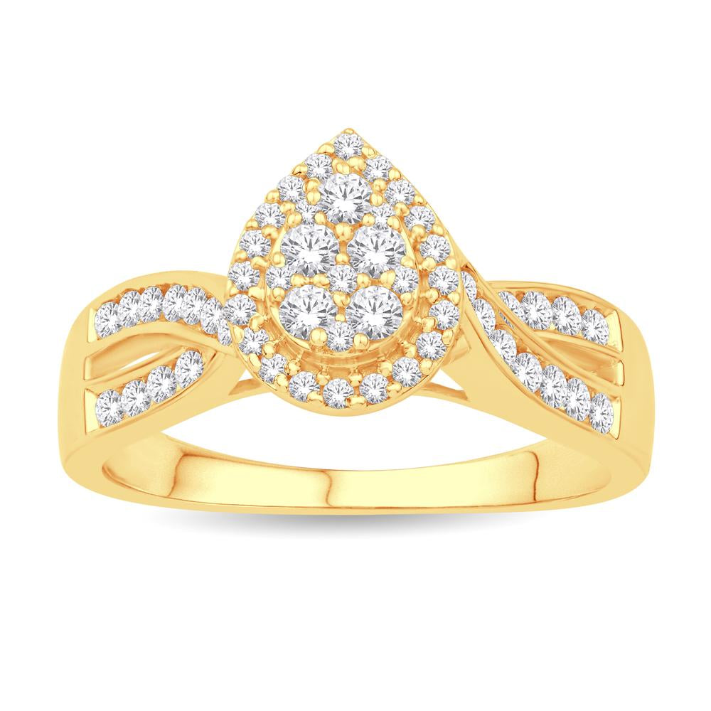10KT All Yellow Gold 0.49 Carat Pear Ladies Ring-0232214-ALY