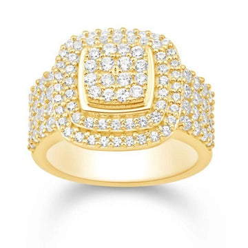 10KT All Yellow 2.06 Carat Cushion Halo Mens Ring-0232349-ALY