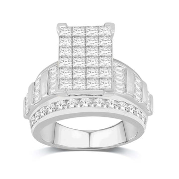 10KT White Gold 4.00 Carat Square Ladies Ring-0232600-WG