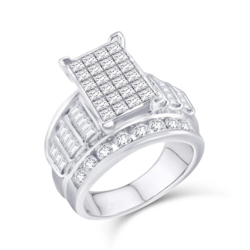 10KT White Gold 3.00 Carat Square Ladies Ring-0232921-WG