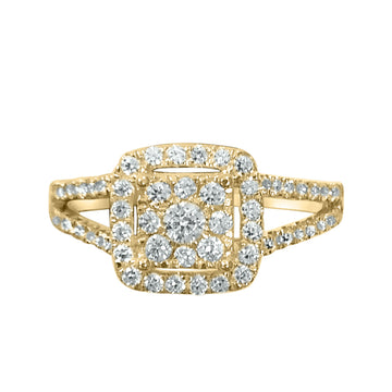 10KT Yellow Gold 0.73 Carat Cushion Ladies Ring-0242339-YG