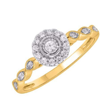 10KT Yellow Gold 0.19 Carat Round Ladies Ring-0242362-YG