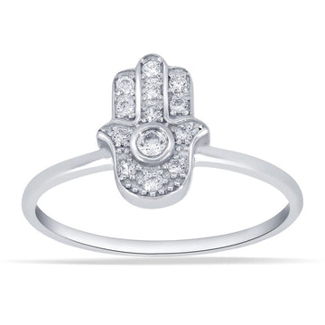 10KT White Gold 0.13 Carat Hamsa Ladies Ring-0250003-WG