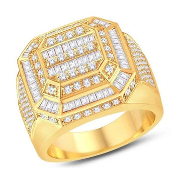 10KT All Yellow Gold 2.46 Carat Square Mens Ring-0325683-ALY